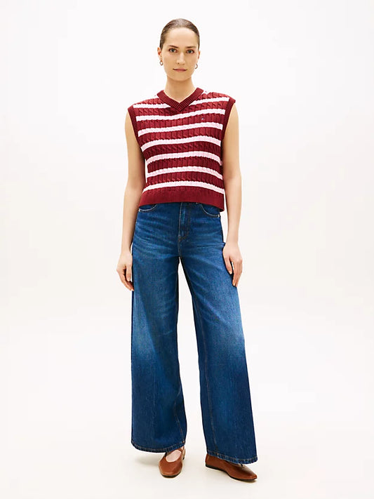 Cable Knit V-Neck Sweater Vest