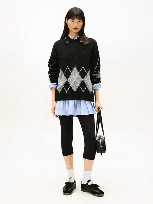 Argyle Oversized Polo Jumper WiAlpaca