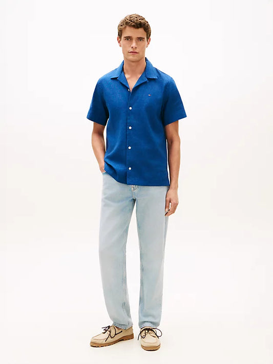 Regular Fit Linen Blend Short Sleeve Shirt