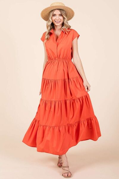 Robe Chemise Longue Évasée à Col Boutonnée Mittoshop