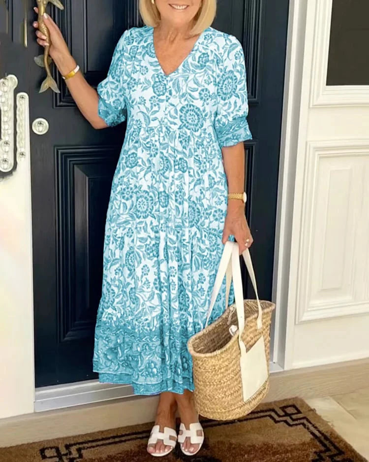 LIQUIDATION🔥 Robe imprimée col en V - Sans taxes