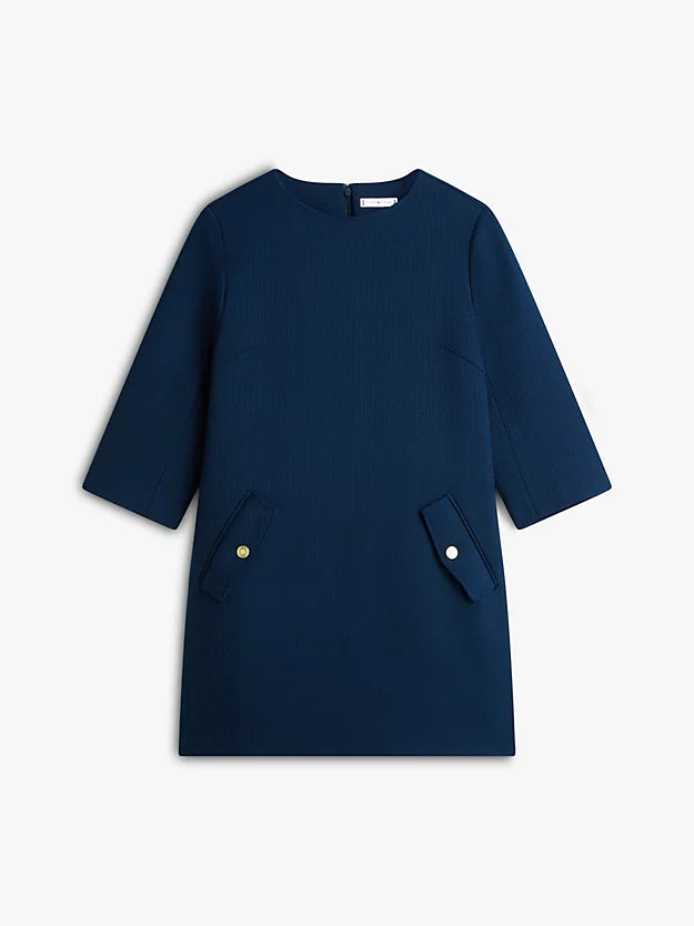 Textured Wool Blend Mini Shift Dress