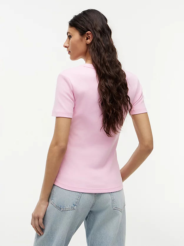Flag Embroidery Slim Crew Neck T-Shirt