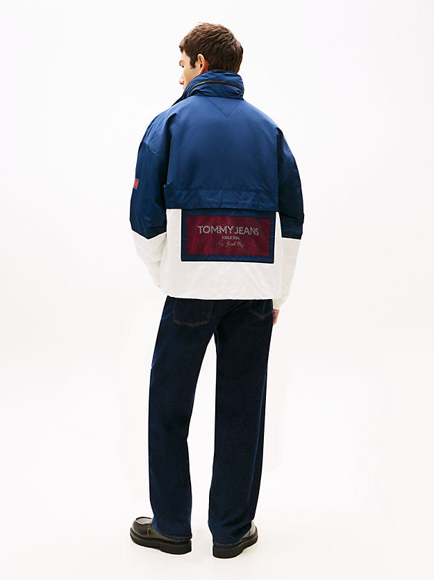 Water Repellent Colour-Blocked Oversized Windbreaker
