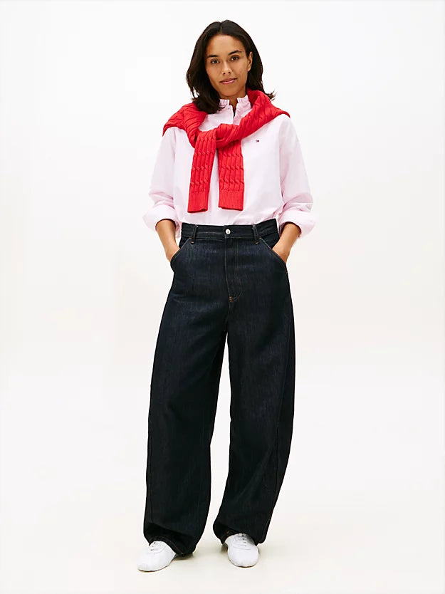 Relaxed Fit Ruffle Collar Oxford Shirt