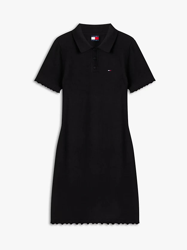 Ruffle Trim Slim Mini Polo Dress