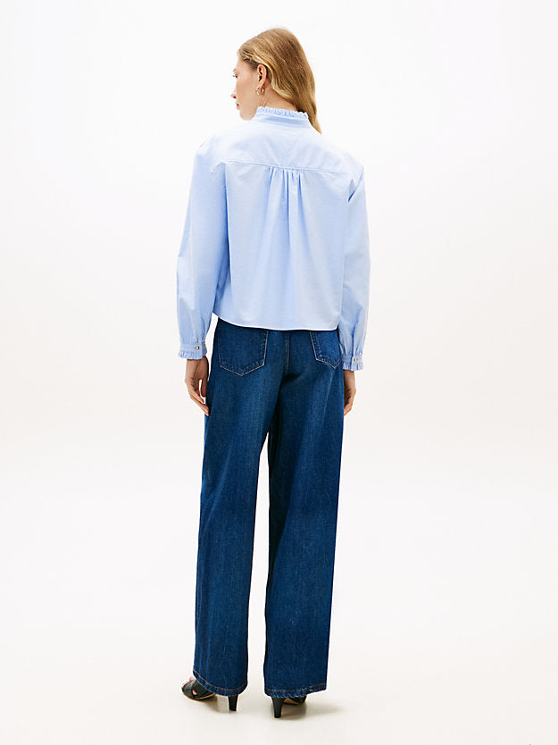Boxy Fit Ruffle Short Oxford Shirt