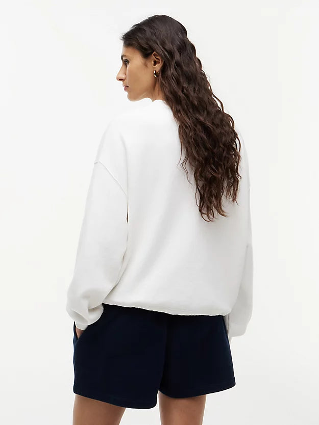 Crest Logo Drawstring Hem Relaxed Sweatshirt