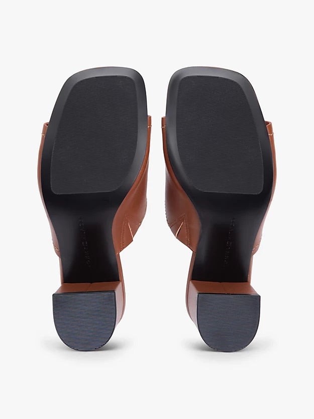 Monogram Leather Block Heel Mules