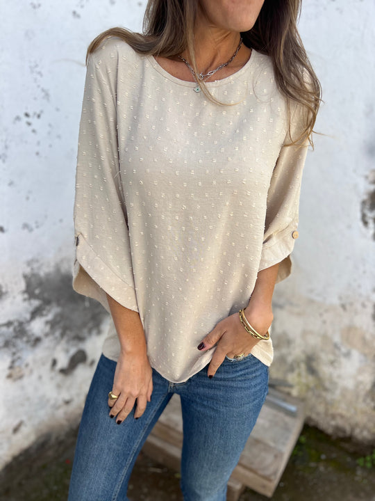 SOLDE DE LIQUIDATION🔥 Chemise décontractée à col rond brodée et grands poignets