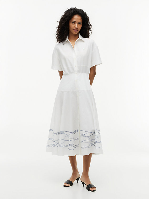 Fit And Flare Poplin Midi Shirt Dress