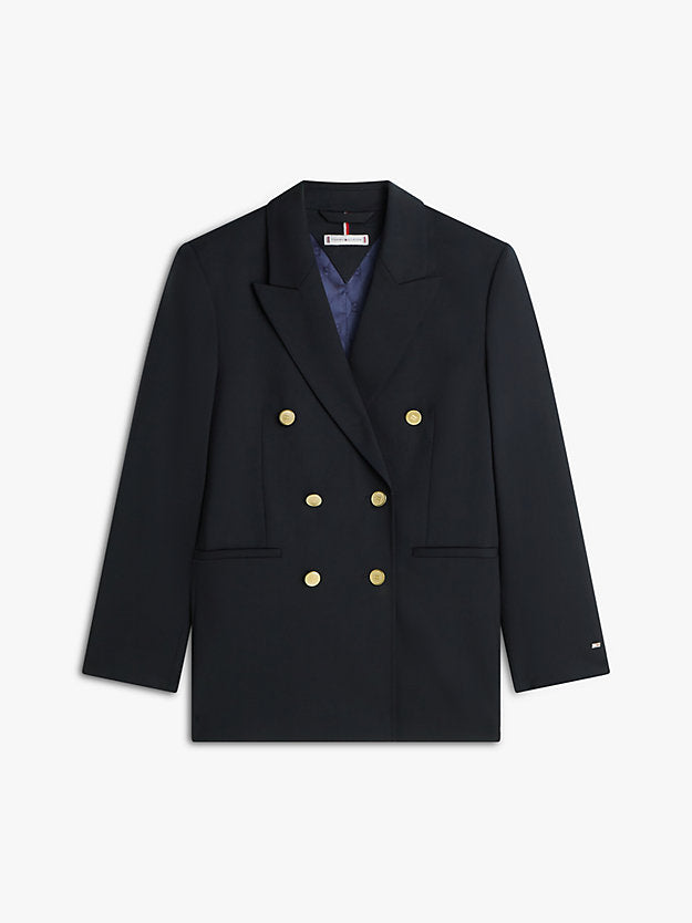 Timeless Wool Blend Relaxed Double Breasted Blazer