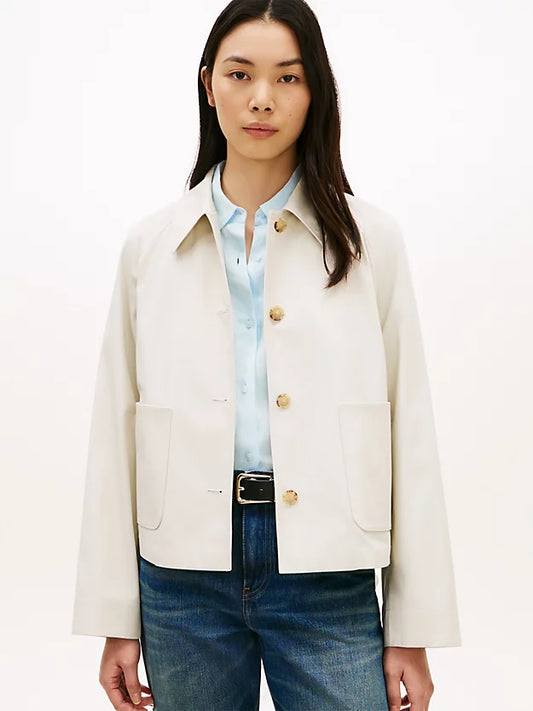 Water Repellent Collared Relaxed Short Jacket