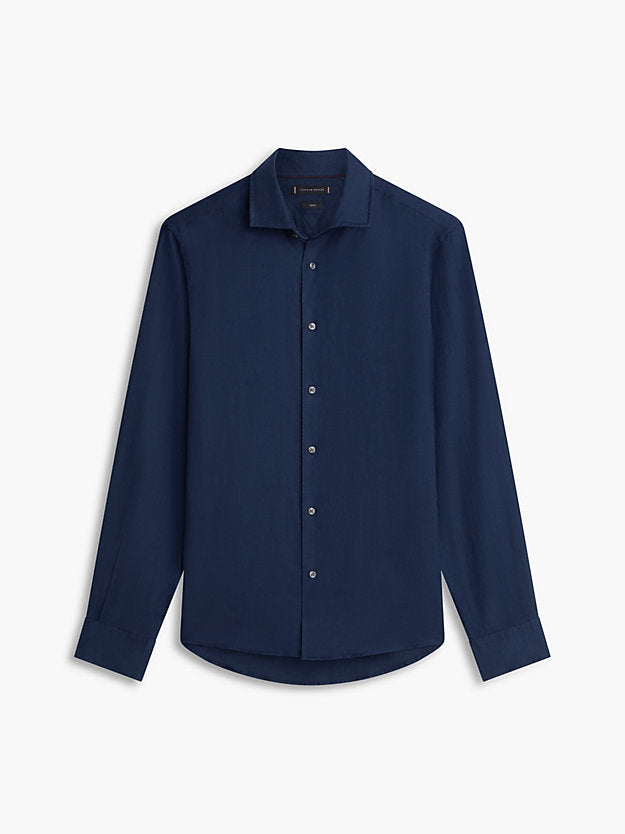 New York Label Slim Fit Pure Linen Shirt