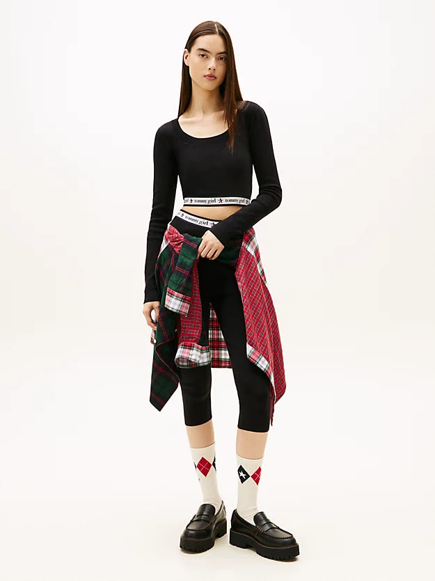 Girl Extra Slim Knit Cropped Long Sleeve Top