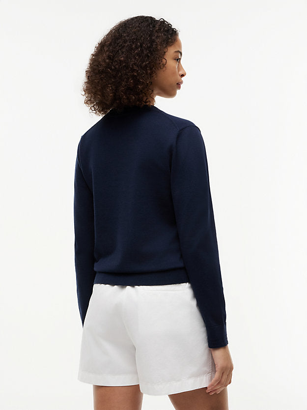Fine Knit Jersey Crew Neck Cardigan