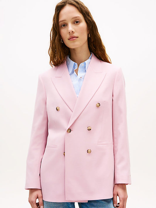 Timeless Wool Blend Relaxed Double Breasted Blazer