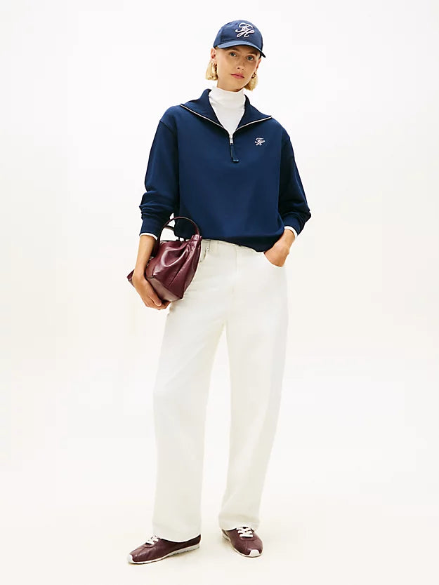 Logo Embroidery Terry Quarter-Zip Jumper