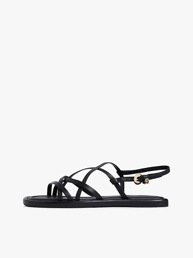 Leather Crossover Strap Flat Sandals