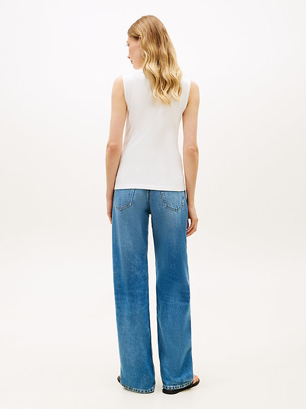 Ribbed Slim Boat Neck Tank Top