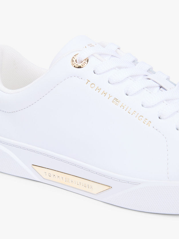 Leather Logo Plaque Court Trainers