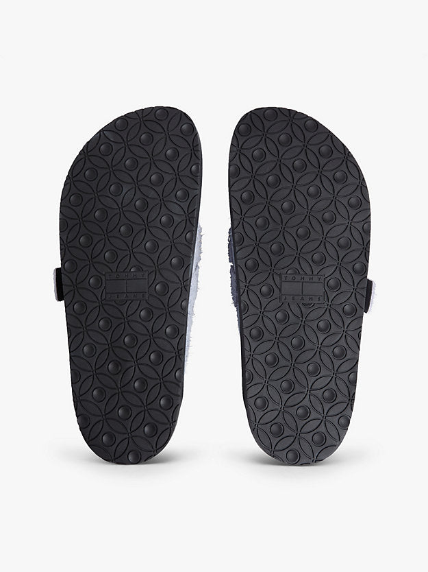 Textured Suede Buckle Mules