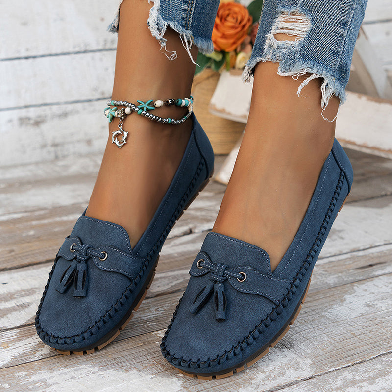 Mocassins pour femme avec nœud, confortables, souples, style vintage