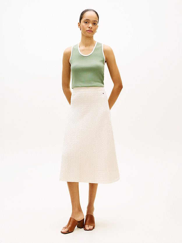 Cable Knit Relaxed A-Line Midi Skirt
