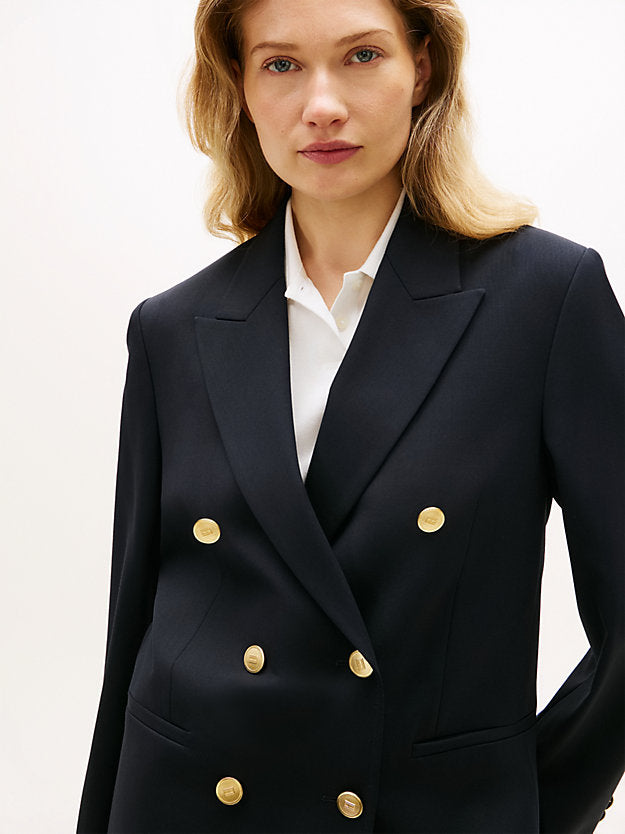 Timeless Wool Blend Relaxed Double Breasted Blazer