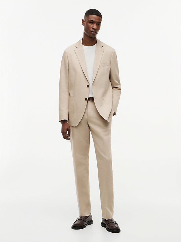 Regular Linen Blend Pressed Crease Trousers