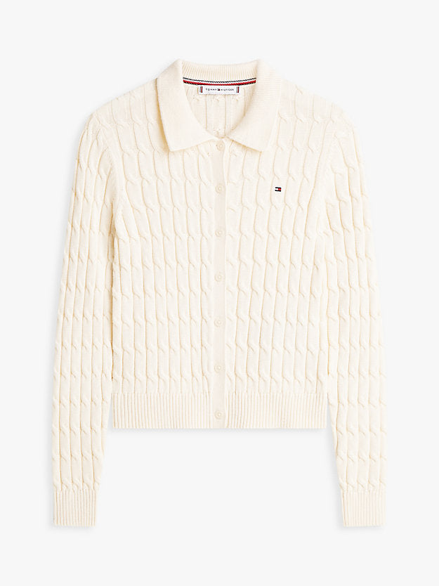 Cable Knit Polo Cardigan