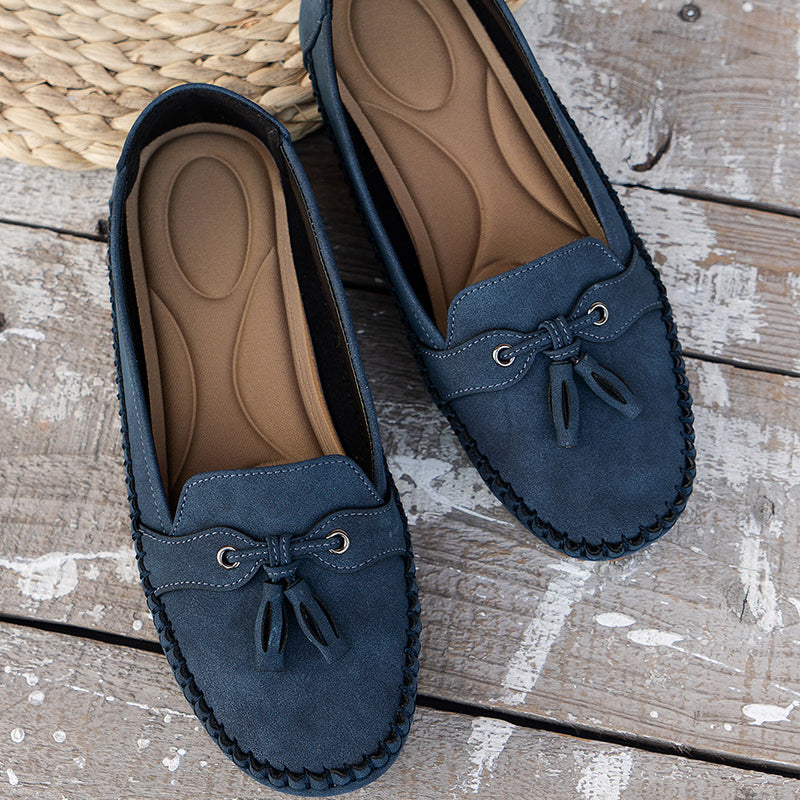 Mocassins pour femme avec nœud, confortables, souples, style vintage