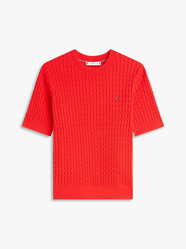 Cable Knit Short Sleeve Jumper