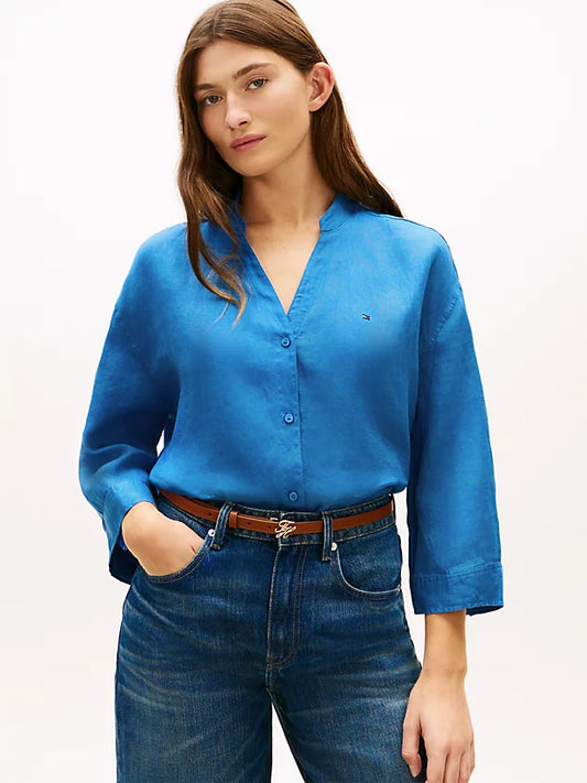 Relaxed Fit Pure Linen Half Sleeve Shirt