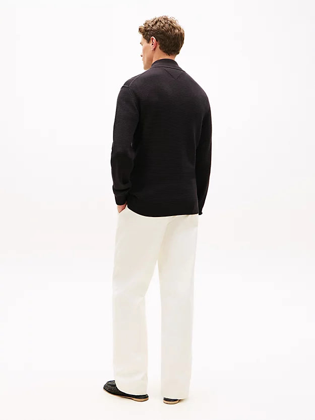 Textured Quarter-Zip Mock Neck Jumper