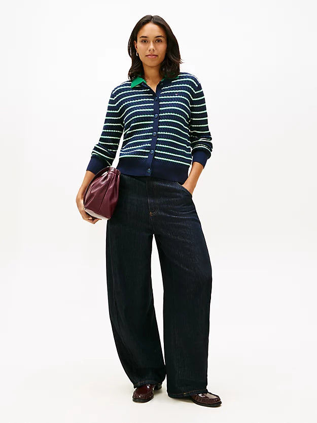 Cable Knit Crew Neck Cardigan