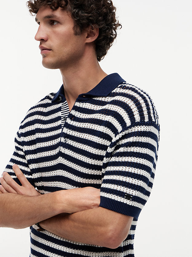 New York Label Relaxed Fit Knit Polo Shirt