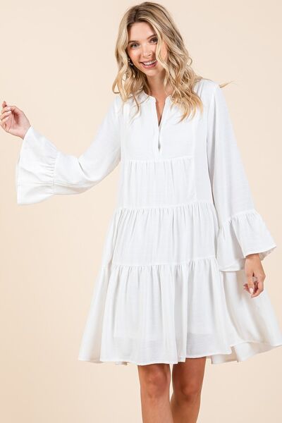 Robe étagée à manches évasées fendues Mittoshop