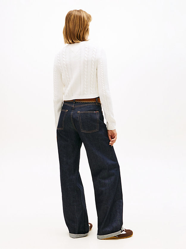 Logo Embroidery Cable Knit Slim Jumper