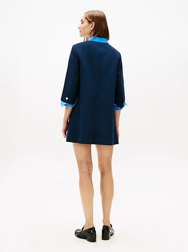 Textured Wool Blend Mini Shift Dress
