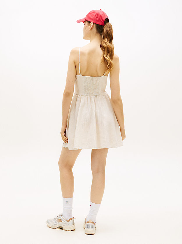Extra Slim Linen Blend Mini Skater Dress