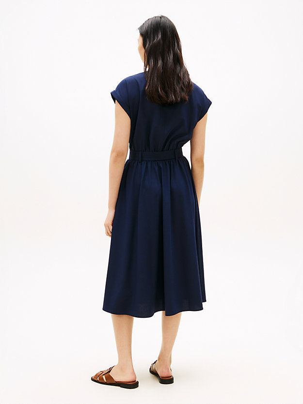 Belted Relaxed Midi Dress WiWool
