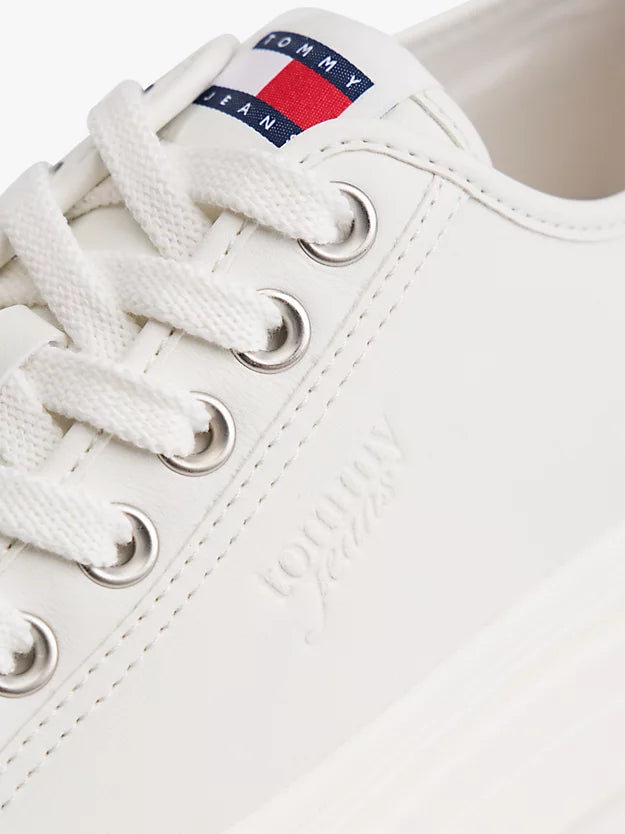 Debossed Logo Platform Trainers WiLeather