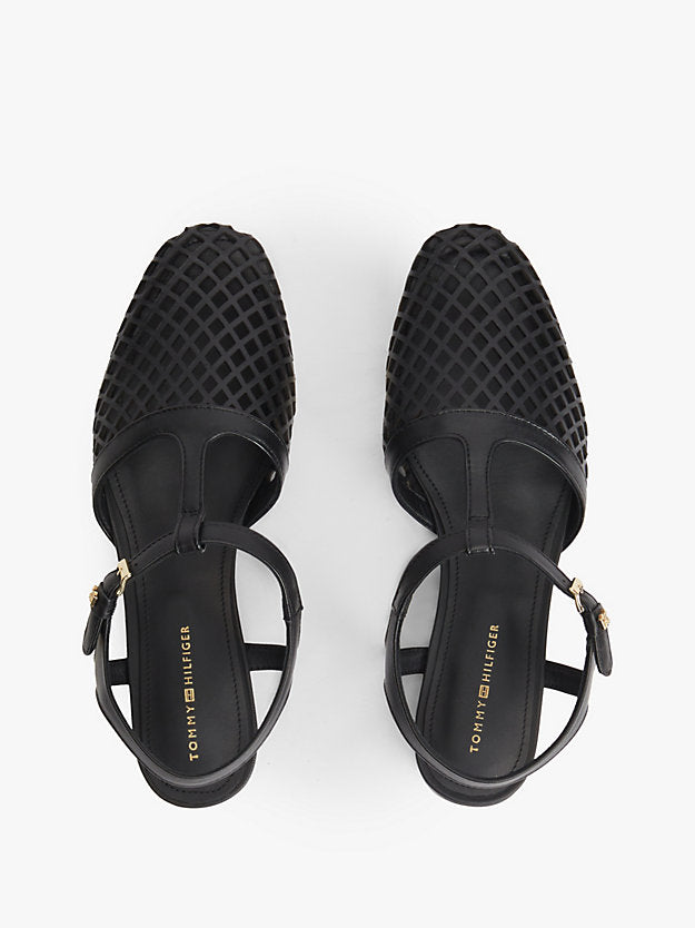 Cutout Leather T-Bar Buckle Sandals