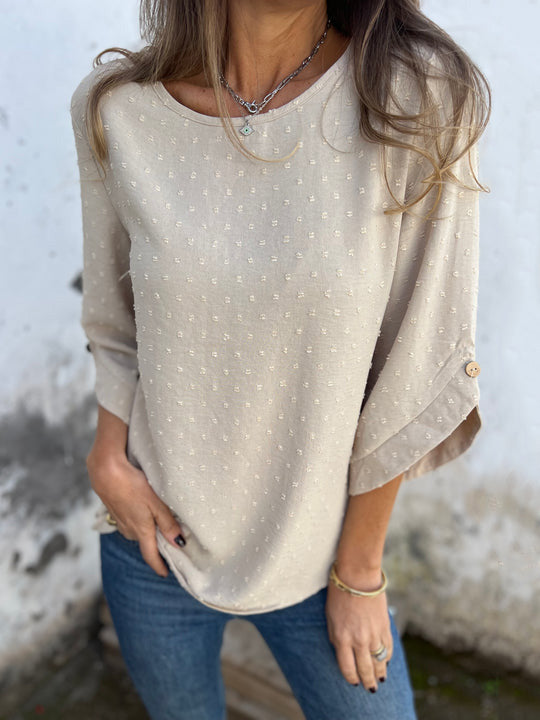 SOLDE DE LIQUIDATION🔥 Chemise décontractée à col rond brodée et grands poignets