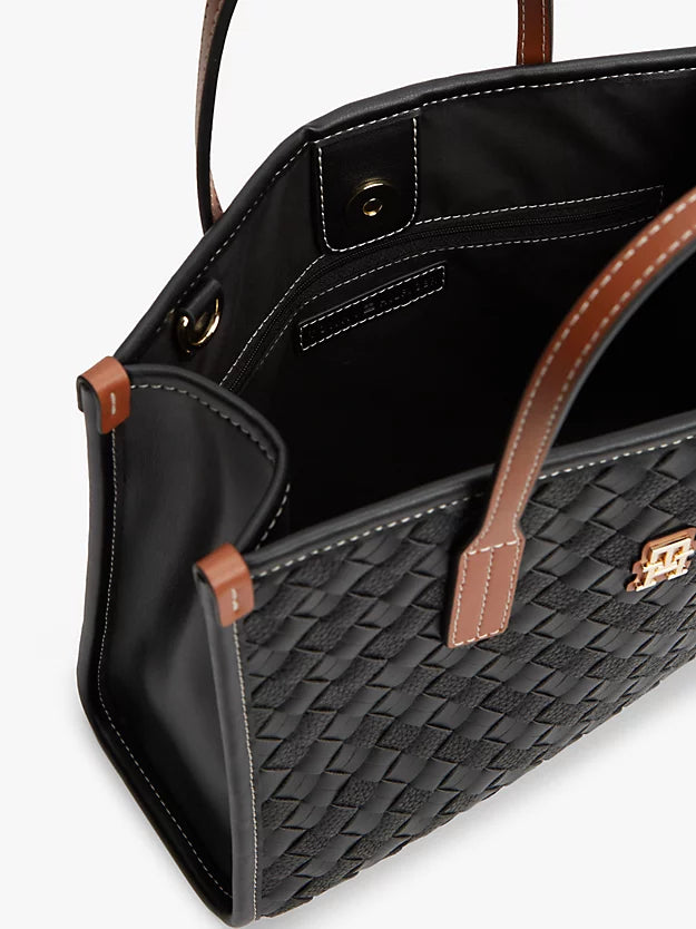 City Woven Crossbody Tote Bag