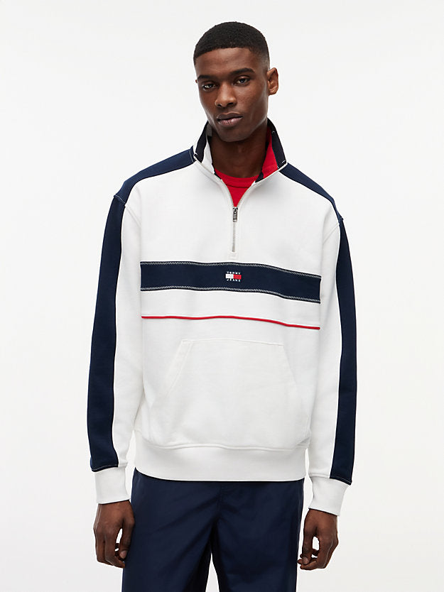 Colour-Blocked Quarter-Zip Relaxed Sweatshirt