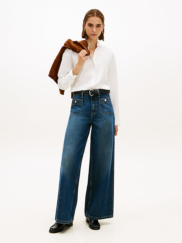Oversized Fit Lace Trim Shirt WiLinen