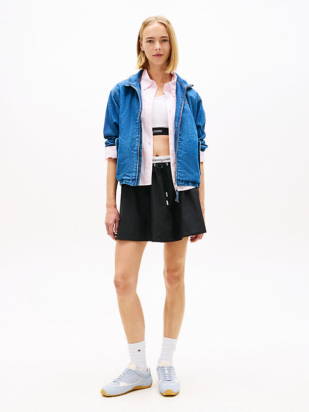 Zip-Thru Chambray Denim Jacket