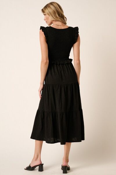 Robe midi étagée smockée et volantée Mittoshop